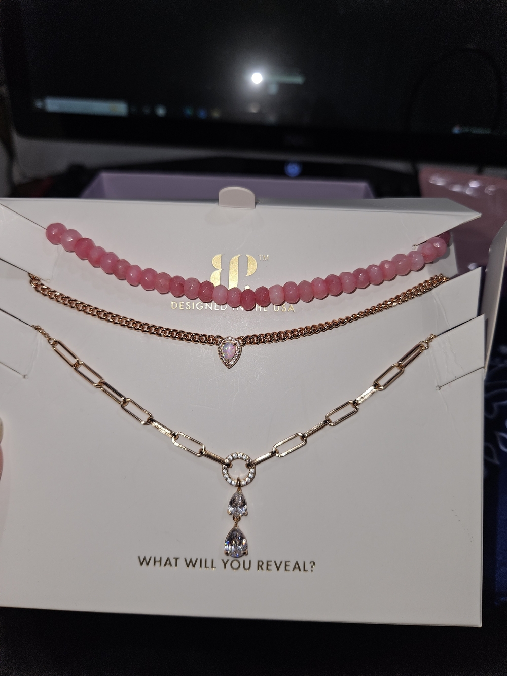 Pink Beaded & Gold Layered Necklace Set - Women's Jewelry Spring Luxe Nwt